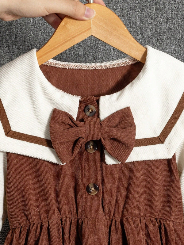 robe casual fille – coupe tubulaire avec nœud et manches longues automne hiver