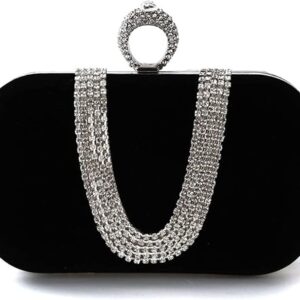 Sac de Soirée Femme en Velours avec Strass – Pochette Élégante Mariage & Cocktail