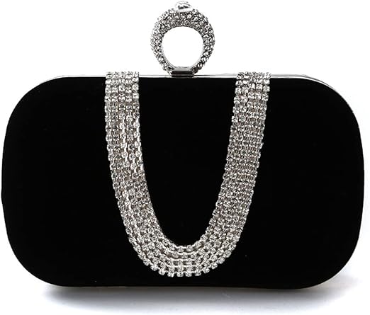 Sac de Soirée Femme en Velours avec Strass – Pochette Élégante Mariage & Cocktail