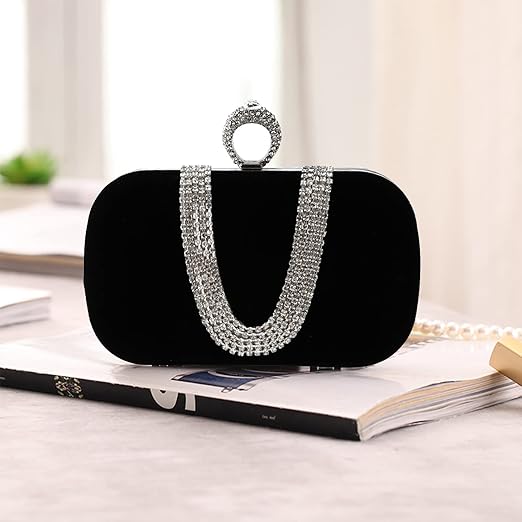 Sac de Soirée Femme en Velours avec Strass – Pochette Élégante Mariage & Cocktail – Image 3