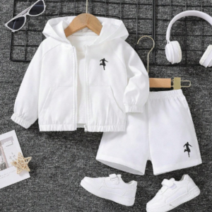 Ensemble Bébé Garçon Sport 7ans – Veste à Capuche Zippée + Short Uni