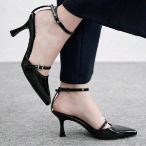 Escarpins Femme à Bride Unique – Bout Pointu Noir et Talon Aiguille Élégant