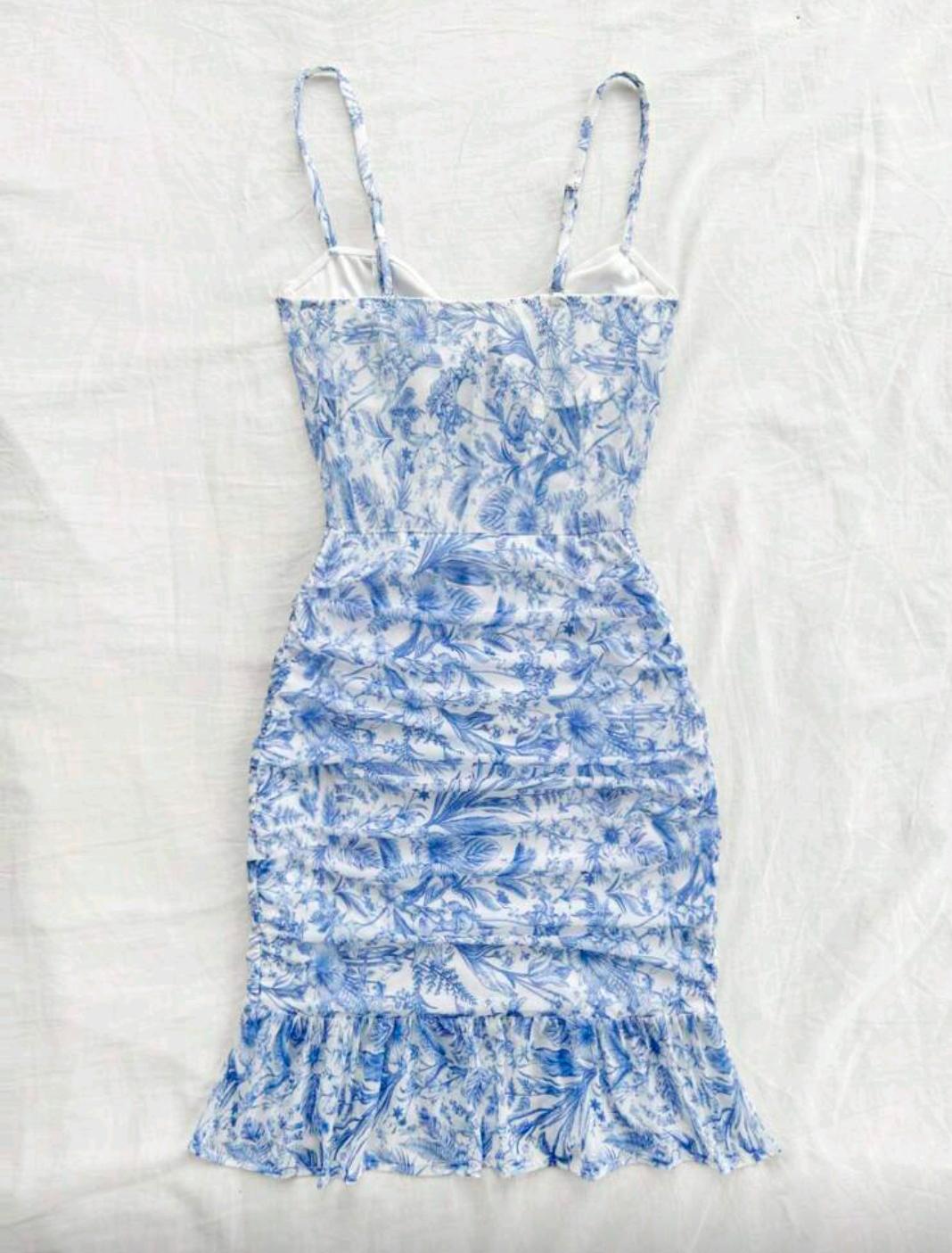 Robe Courte d’Été Sans Manches Femme – Ourlet Fleuri et Volants – Image 2