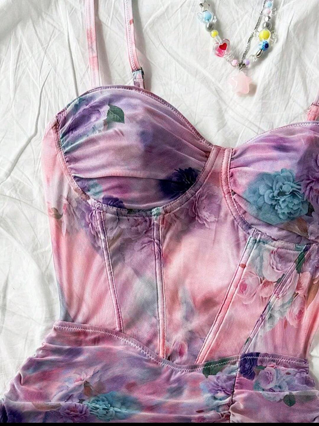 Robe Ajustée Femme à Volants – Motif Roses Style Rétro Sexy – Image 3