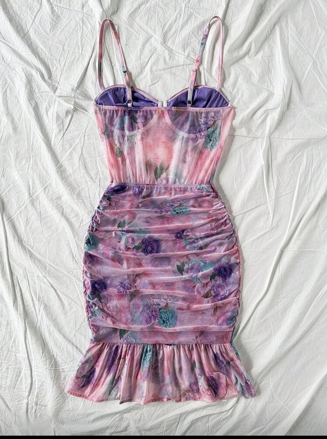 Robe Ajustée Femme à Volants – Motif Roses Style Rétro Sexy – Image 2