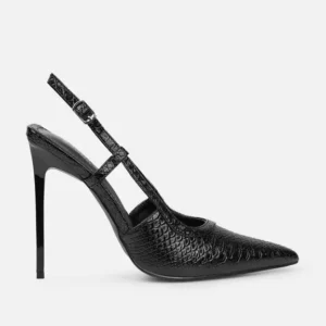 Escarpins Femme Noir Effet Serpent – Pointure 39