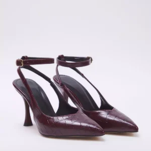Escarpins Femme Bordeaux Effet Crocodile – Bout Pointu & Talon Aiguille
