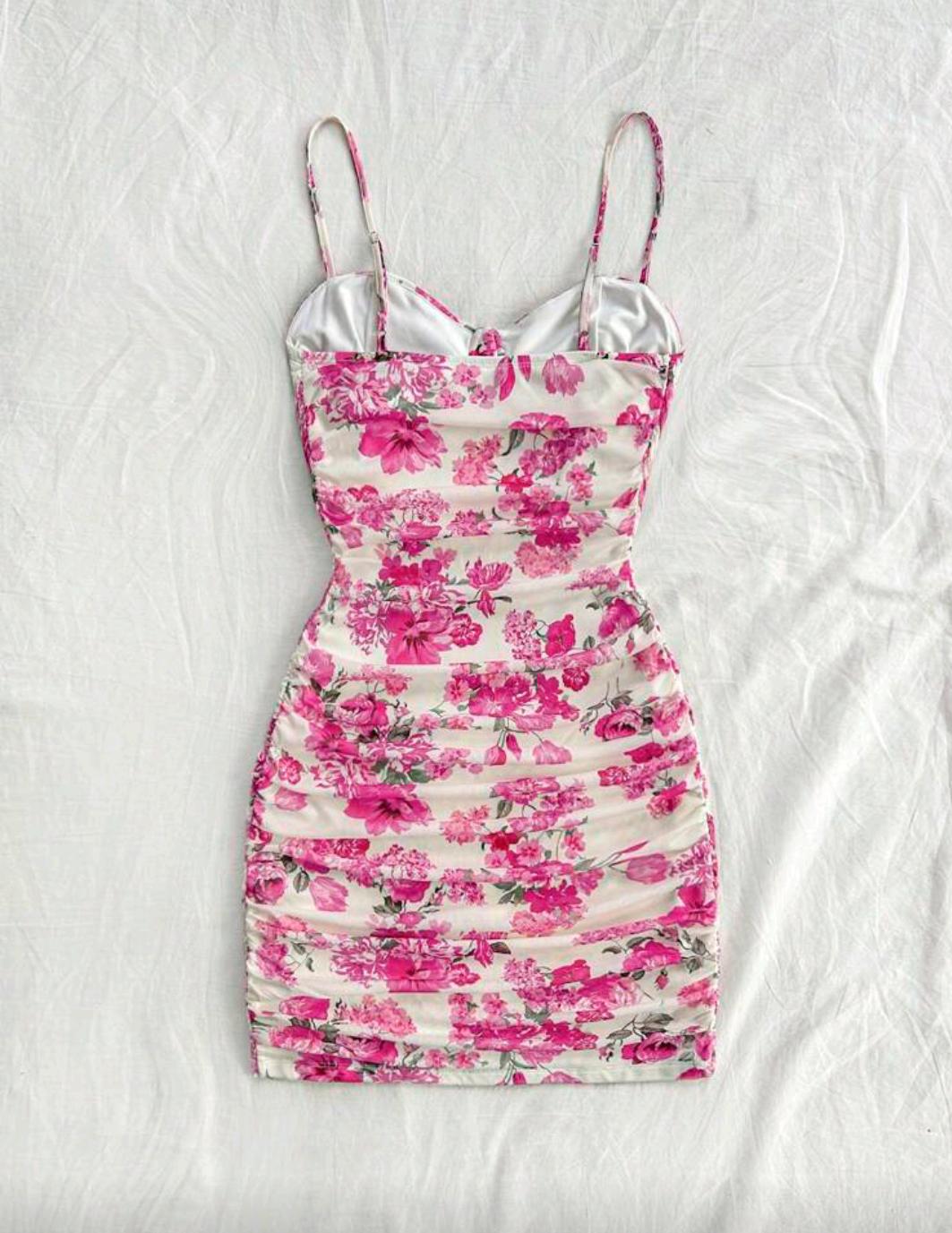 Robe Ajustée Femme à Volants – Motif Roses, Style Rétro Sexy – Image 2
