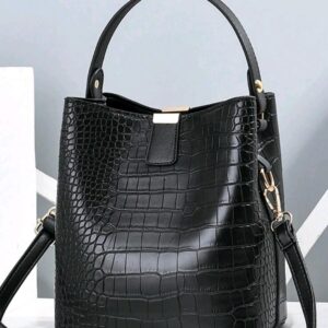 Sac seau aspect crocodile noir – Élégance Citadine